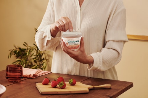 Chobani Less Sugar Low-Fat Monterey Strawberry Greek Yogurt Perspective: bottom