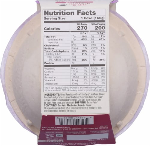 Sambazon® Organic Acai Bowl Strawberry Flavored Fruit Core With Coconut Flakes Topping Perspective: bottom