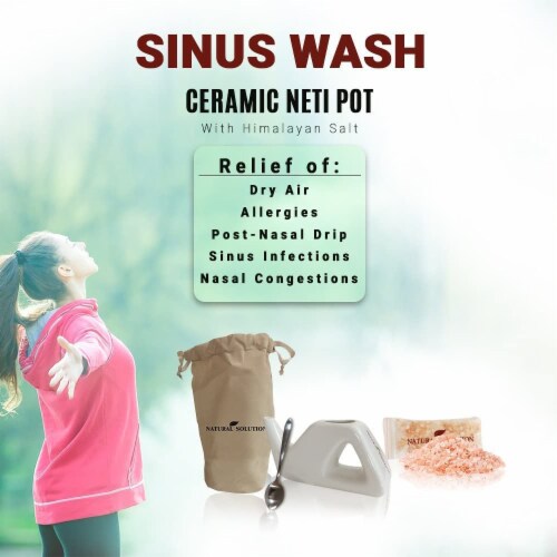 Ceramic Neti Pot, Nasal Wash and Air Passage Cleaner, Sinus Relief with 2 Pack of Salt Perspective: bottom