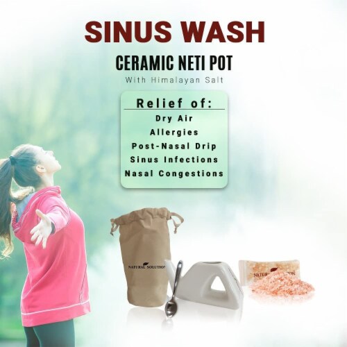 Ceramic Neti Pot, Nasal Wash and Air Passage Cleaner, Sinus Relief with 2  Pack of Salt, 3 - Kroger