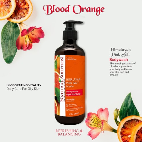 Natural Solution Body Wash, Nutrients with Himalayan Pink Salt for Skin, Blood Orange - 17 Oz Perspective: bottom