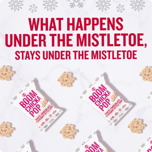 Angie's Boomchickapop White Chocolate & Peppermint Flavored Kettle Corn Popcorn Perspective: bottom