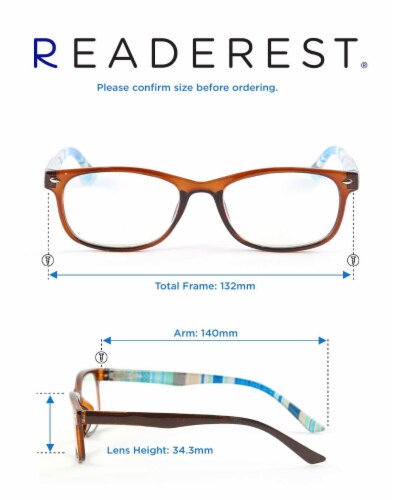 Readerest Brown/Blue Light Blocking Reading Glasses (0.00 Magnification) Computer Glasses Perspective: bottom