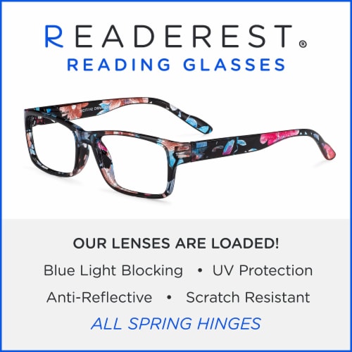 Readerest Floral Blue Light Blocking Reading Glasses (0.25 Magnification) - Computer Glasses Perspective: bottom