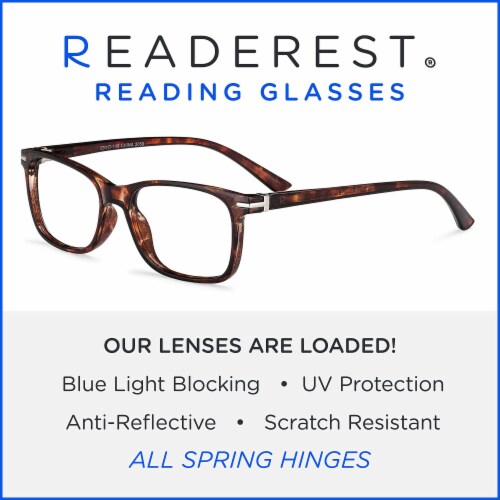 Readerest Blue Light Blocking Reading Glasses - Bourbon Tortoise, 3.75 Magnification Perspective: bottom