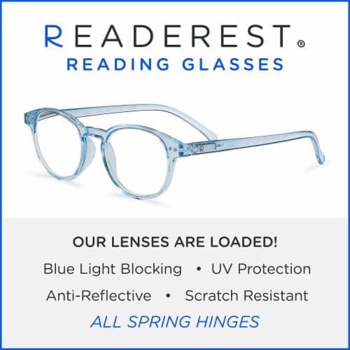 Readerest Light Blue Round Reading Glasses (3.75 Magnification) Computer  Glasses, Men/Women, 3.75 - QFC