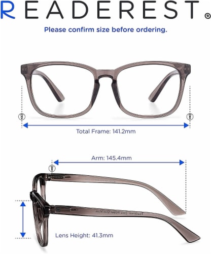 Readerest Charcoal Blue Light Blocking Glasses - Anti-Glare, UV, Eye Strain Protection Perspective: bottom
