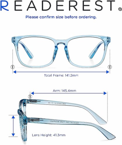Readerest Light Blue Blocking Reading Glasses (1.75 Magnification) Perspective: bottom