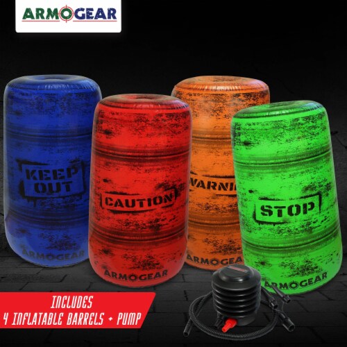 ArmoGear Set of 4 Inflatable Barrels for Laser Tag, Squirt Guns & Paintball Perspective: bottom