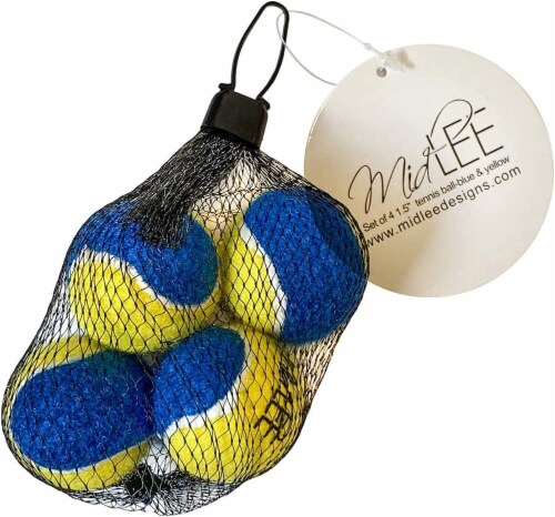 Midlee Mini Dog Tennis Balls - Blue/Yellow- Pack of 4, 1