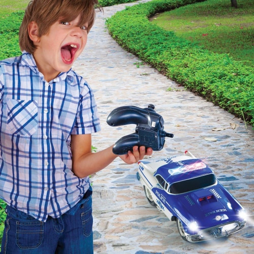 Top Race Modern Police Car RC with Lights & Siren | Kids Toy Car Perspective: bottom