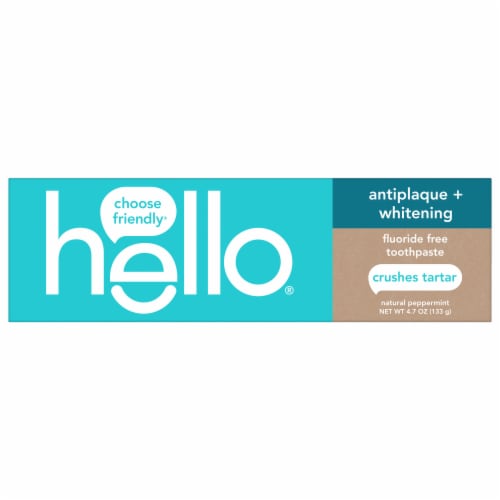 hello Antiplaque and Whitening Fluoride Free Toothpaste in Natural Peppermint Perspective: bottom
