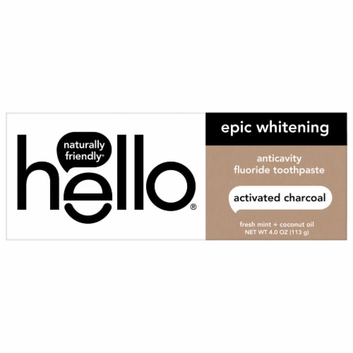 hello Activated Charcoal Whitening Fluoride Toothpaste Fresh Mint + Coconut Oil Vegan & SLS Free Perspective: bottom