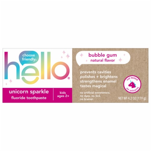 Hello Kids Fluoride Toothpaste Unicorn Sparkle Bubble Gum Perspective: bottom