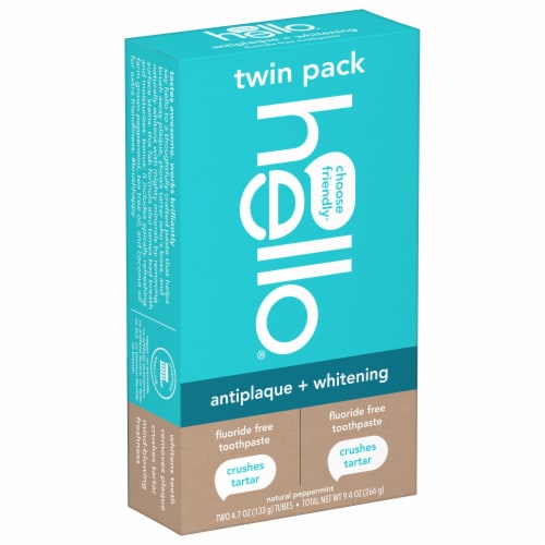 hello Antiplaque Whitening Fluoride Free Toothpaste Double Pack in Natural Peppermint Perspective: bottom