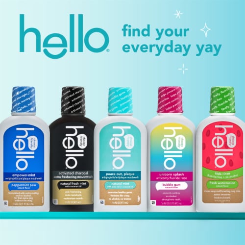 hello Peace Out Plaque Fluoride Free and Alcohol Free Mouthwash in Natural Mint Perspective: bottom