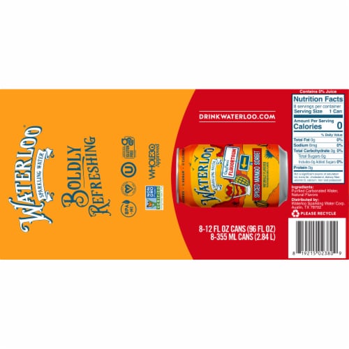 Waterloo® Spiced Mango Sorbet Sparkling Water Perspective: bottom