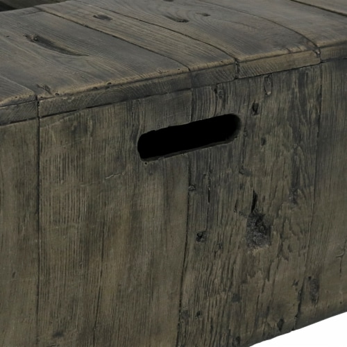 Rustic Faux Wood Propane Gas Fire Pit Table with Cover and Lava Rocks Perspective: bottom