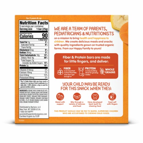 Happy Tot Fiber & Protein Gluten Free Oat Bar Organic Bananas & Carrots Box Perspective: bottom