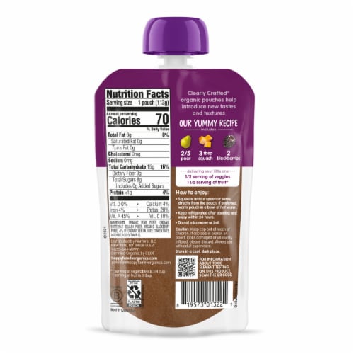 Happy Baby Clearly Crafted Stage 2 Pears Squash & Blackberries Pouch Perspective: bottom