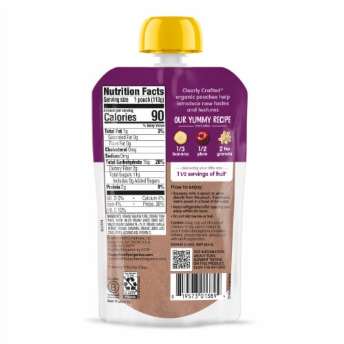 Happy Baby Stage 2 Meals Bananas Plums & Granola Pouch Perspective: bottom