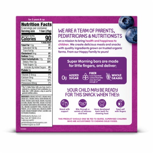 Happy Tot Super Foods Gluten Free Oat Bar Organic Blueberries & Oatmeal Box Perspective: bottom
