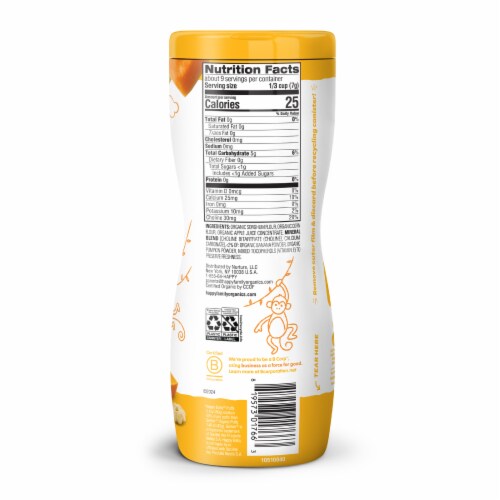 Happy Baby Rice-Free Puffs - Banana & Pumpkin Baked Grain Snack Canister Perspective: bottom