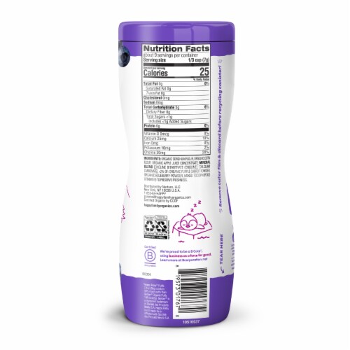 Happy Baby Rice-Free Puffs - Purple Carrot & Blueberry Baked Grain Snack Canister Perspective: bottom