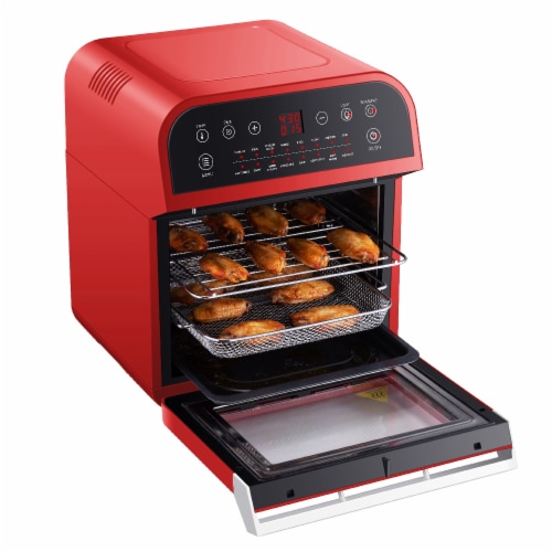 GoWISE USA Deluxe 12.7-Quarts 15-in-1 Electric Air Fryer Oven, Red Perspective: bottom
