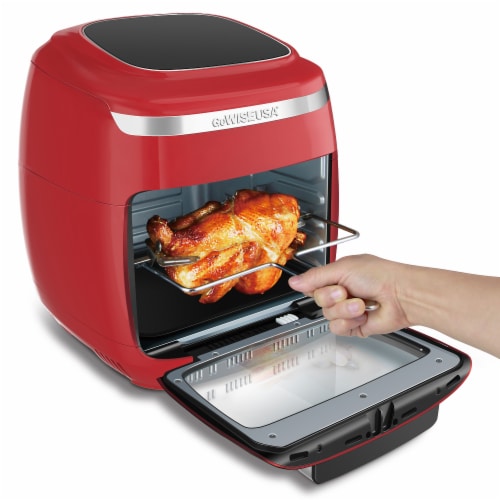 GoWISE USA 11.6-Quart Air Fryer Toaster Oven, Vibe, Red/Silver Perspective: bottom
