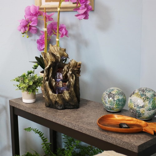 Sunnydaze Cascading Caves Waterfall Water Tabletop Fountain Feature w/ LED - 14 Perspective: bottom