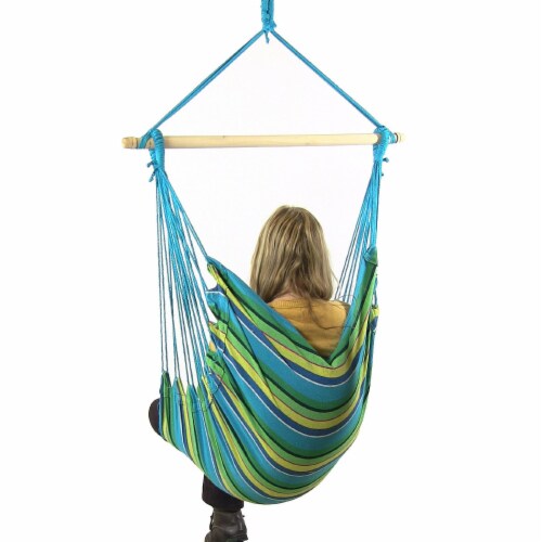 Sunnydaze Indoor-Outdoor Hanging Hammock Chair Swing - Ocean Breeze - Set of 2 Perspective: bottom