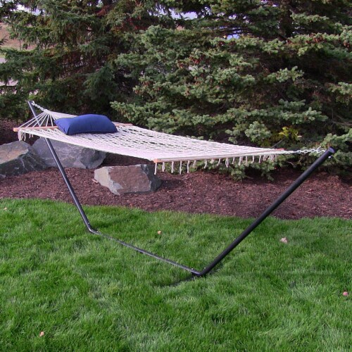 Sunnydaze decor cotton rope hammock 2025 with 12 foot stand pad pillow