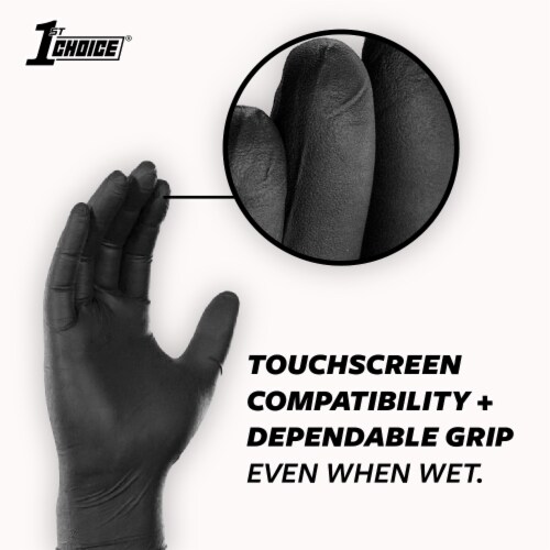 1st Choice Black Nitrile Disposable Exam Gloves, 3 Mil, Large, 100 Perspective: bottom