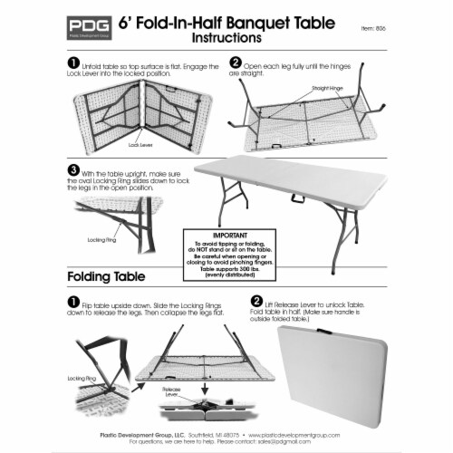 Plastic Development Group 6 Foot Indoor or Outdoor Folding Banquet Table, Black Perspective: bottom