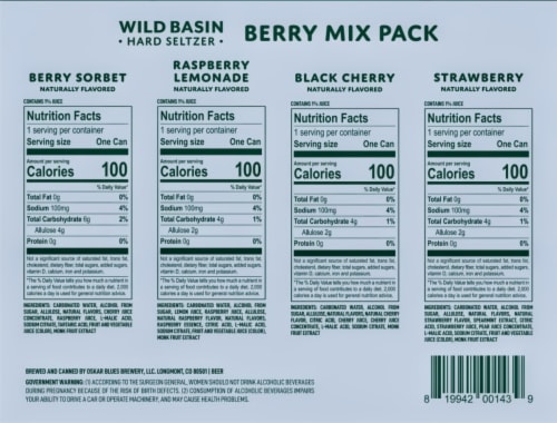 Oskar Blues Brewery Wild Basin Berry Hard Seltzer Variety Pack Perspective: bottom