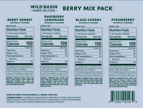 Oskar Blues Brewery Wild Basin Berry Hard Seltzer Variety Pack Perspective: bottom
