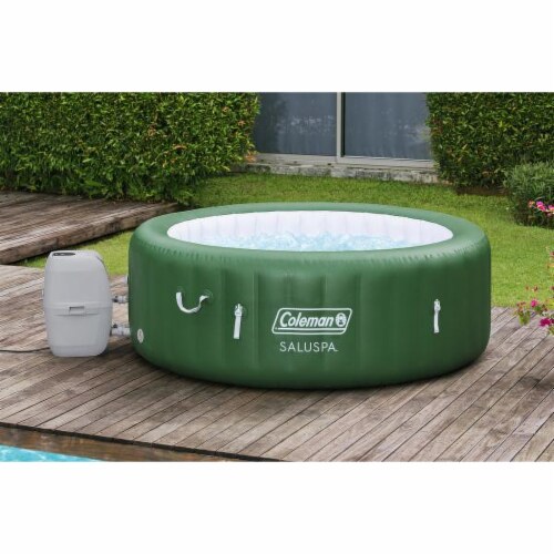 Coleman SaluSpa 6 Person Round Portable Inflatable Outdoor Hot Tub Spa, Green Perspective: bottom