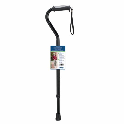 Drive Medical Adjustable Height Offset Handle Cane with Gel Hand Grip, Blue Crackle Perspective: bottom