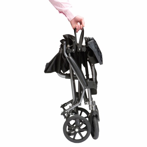 Drive Medical Travelite Aluminum Frame Transport Wheelchair Chair with Carry Bag Perspective: bottom