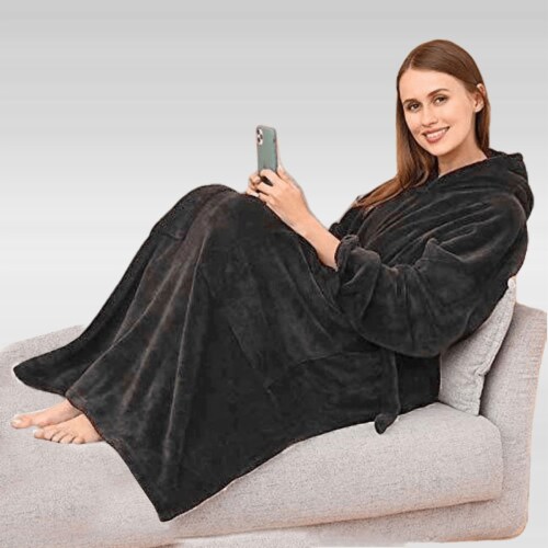 As Seen On TV Cuddlee Blanket with Sleeves in Black 1 Smith s Food and Drug