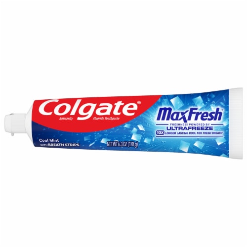 Colgate Max Fresh with Whitening Toothpaste with Mini Breath Strips Cool Mint Perspective: bottom