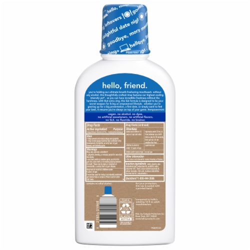 hello Empower Mint Fluoride Free and Alcohol Free Mouthwash Peppermint Pow 16 Fl Oz Bottle Perspective: bottom