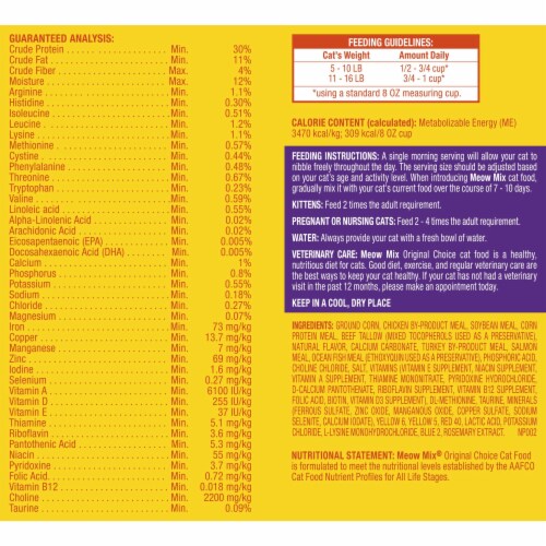 Meow Mix Original Choice Dry Cat Food Perspective: bottom