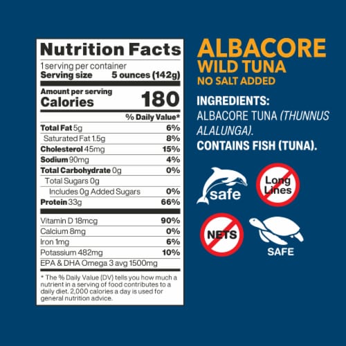 Wild Planet Albacore No Salt Added Wild Tuna Perspective: bottom
