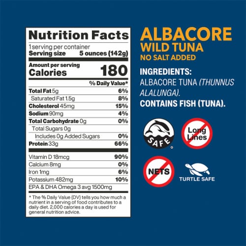 Wild Planet Albacore No Salt Added Wild Tuna Perspective: bottom
