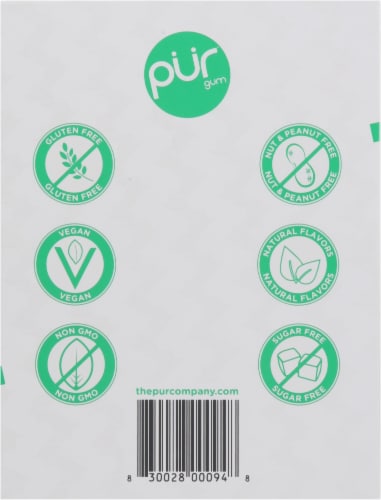 Pur® Gum Spearmint Aspartame Free Gum Tray Perspective: bottom