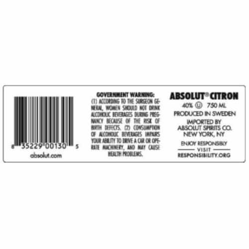 Absolut Vodka Citron Vodka Perspective: bottom