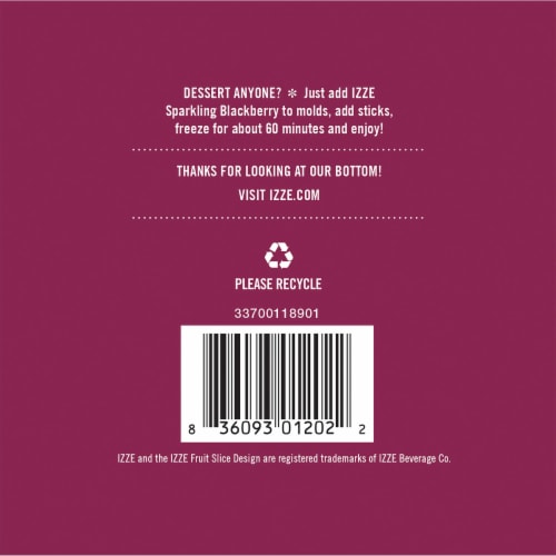 Izze® Blackberry Sparkling Juice Beverage Perspective: bottom