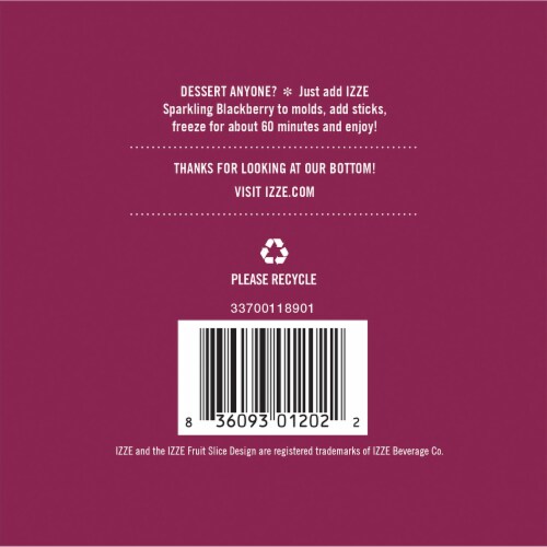 Izze® Blackberry Sparkling Juice Beverage Perspective: bottom